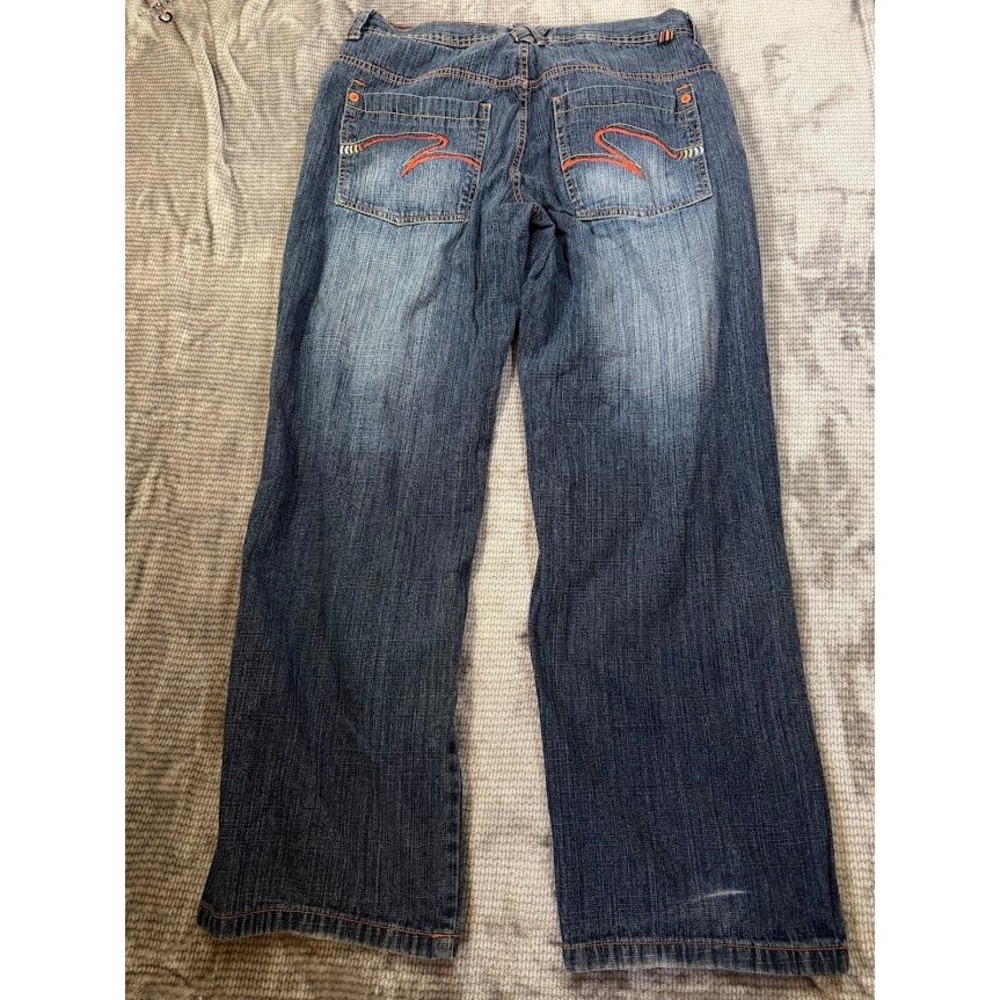 Five Jungle & Co Mens Wide Leg Denim Jeans Medium Wash Contrast Stitch 36X32.